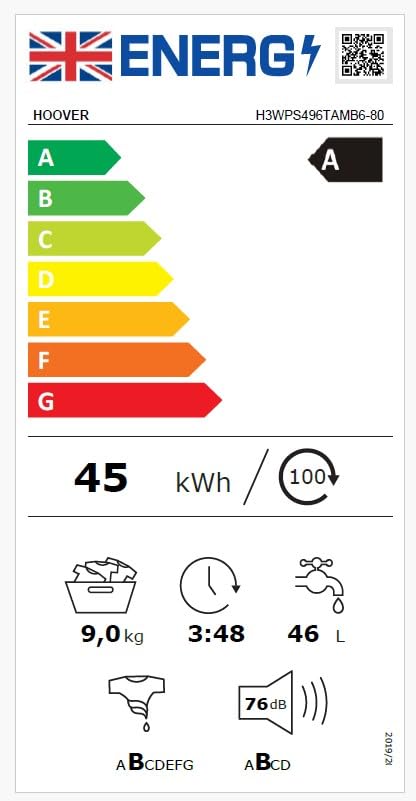 Hoover H-Wash 350 9kg Washing Machine 1400 Spin White – ECO-Power Inverter Motor, hOn App, Eco Doser, A Rated (H3WPS496TAMB6-80) - Image 3