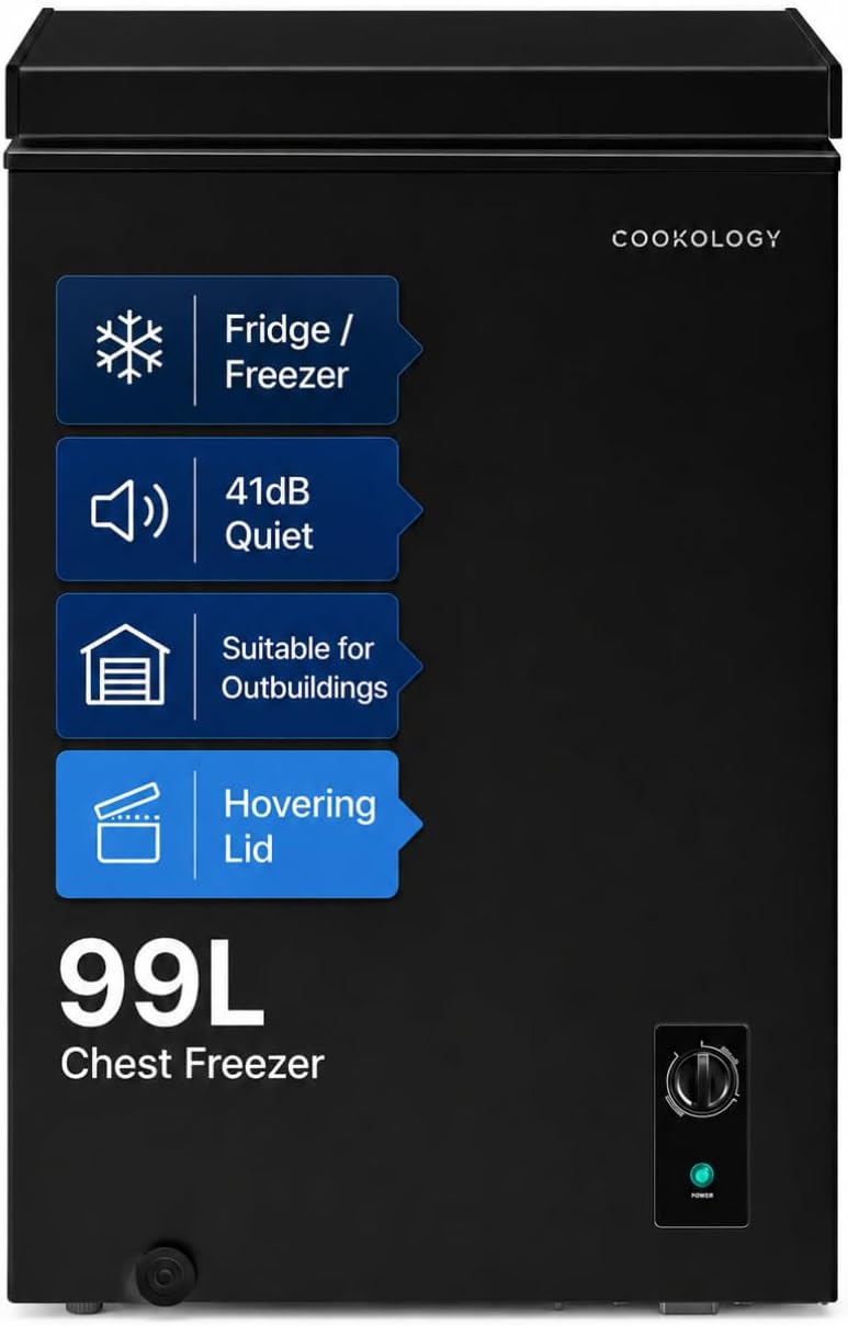 Cookology 99L Chest Freezer CCFZ99BK – Switches to Fridge Mode, Quiet 41dB, Garage Safe, Removable Basket, Black - Image 7