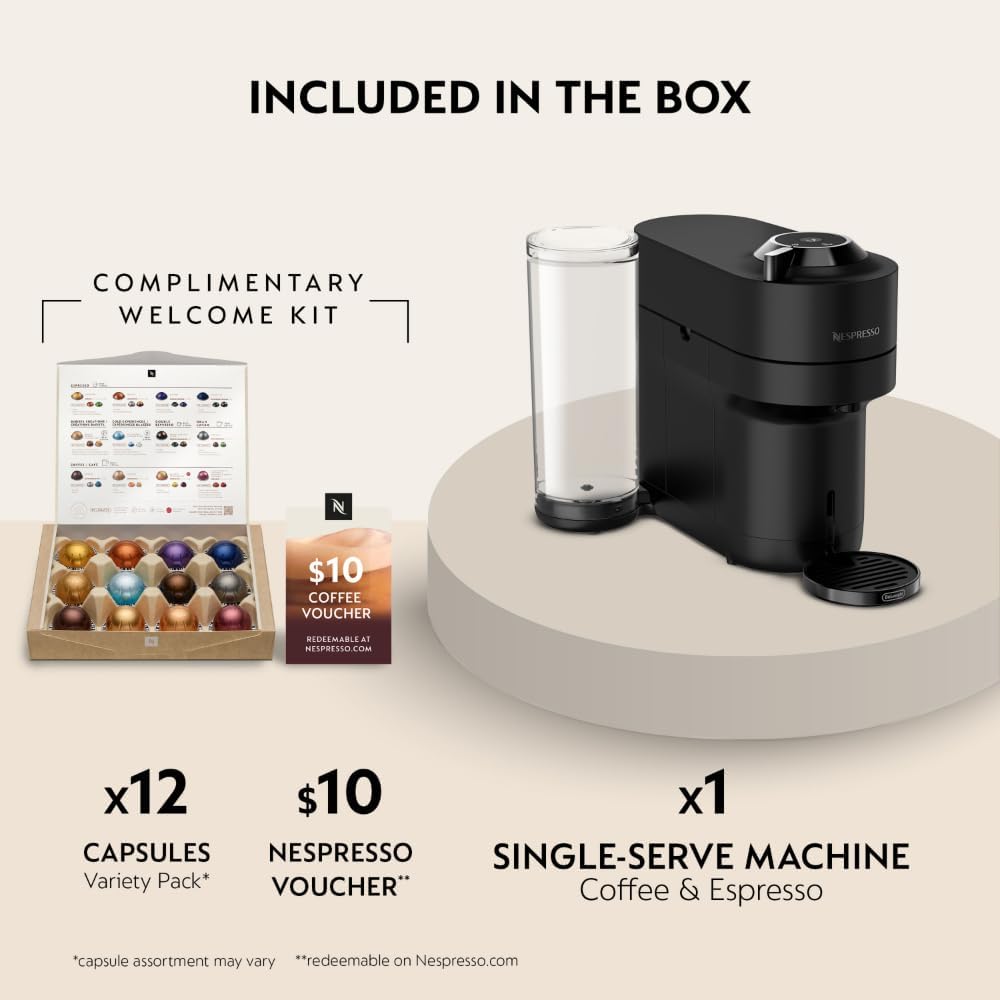 Nespresso Vertuo Pop+ Deluxe by De'Longhi Coffee Machine, Matte Black Chrome, Centrifusion Technology, 1100ml Tank, 5 Cup Sizes - Image 2