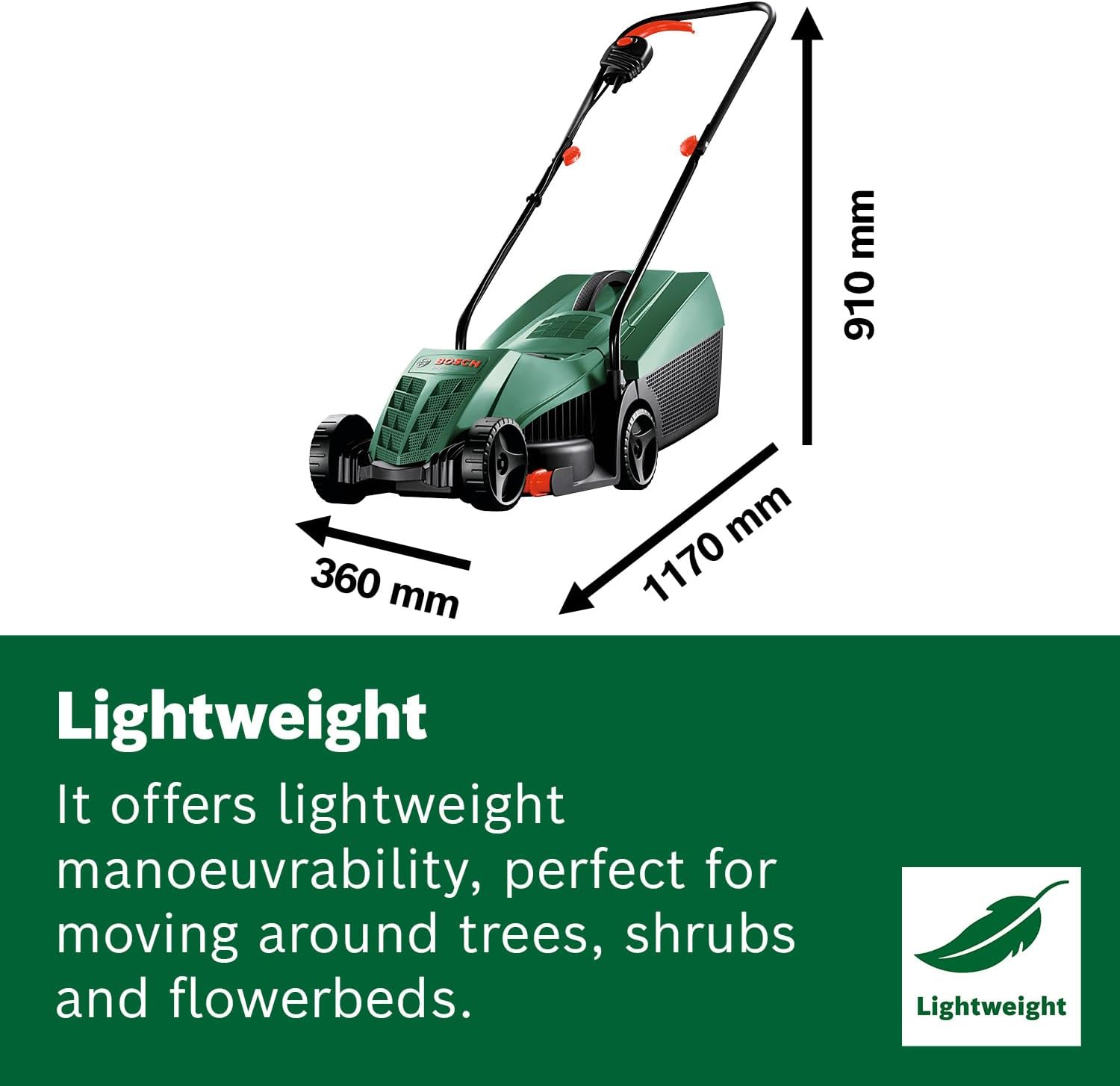 Bosch Corded Lawnmower EasyRotak 32-220 (1200 W Motor Power, Cutting Width: 32 cm, 31-Litre Grass Box, Extra 32cm Sharp Blade, Suitable for Quick and - Image 5