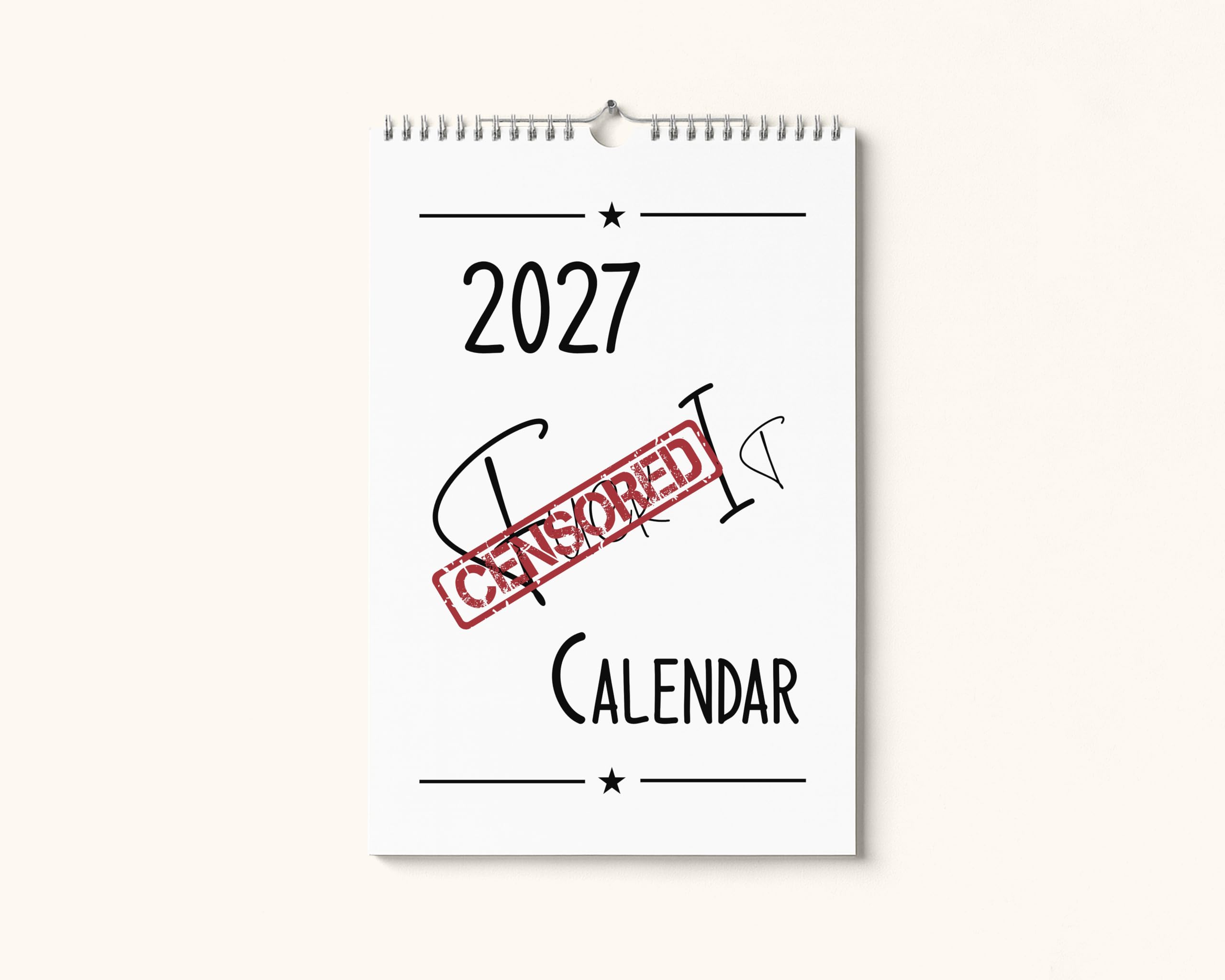2027 Funny Wall Calendar A4 – Humorous Planner & Gift for Home or Office | Black & White Design | Calendar Gift for Him or Her