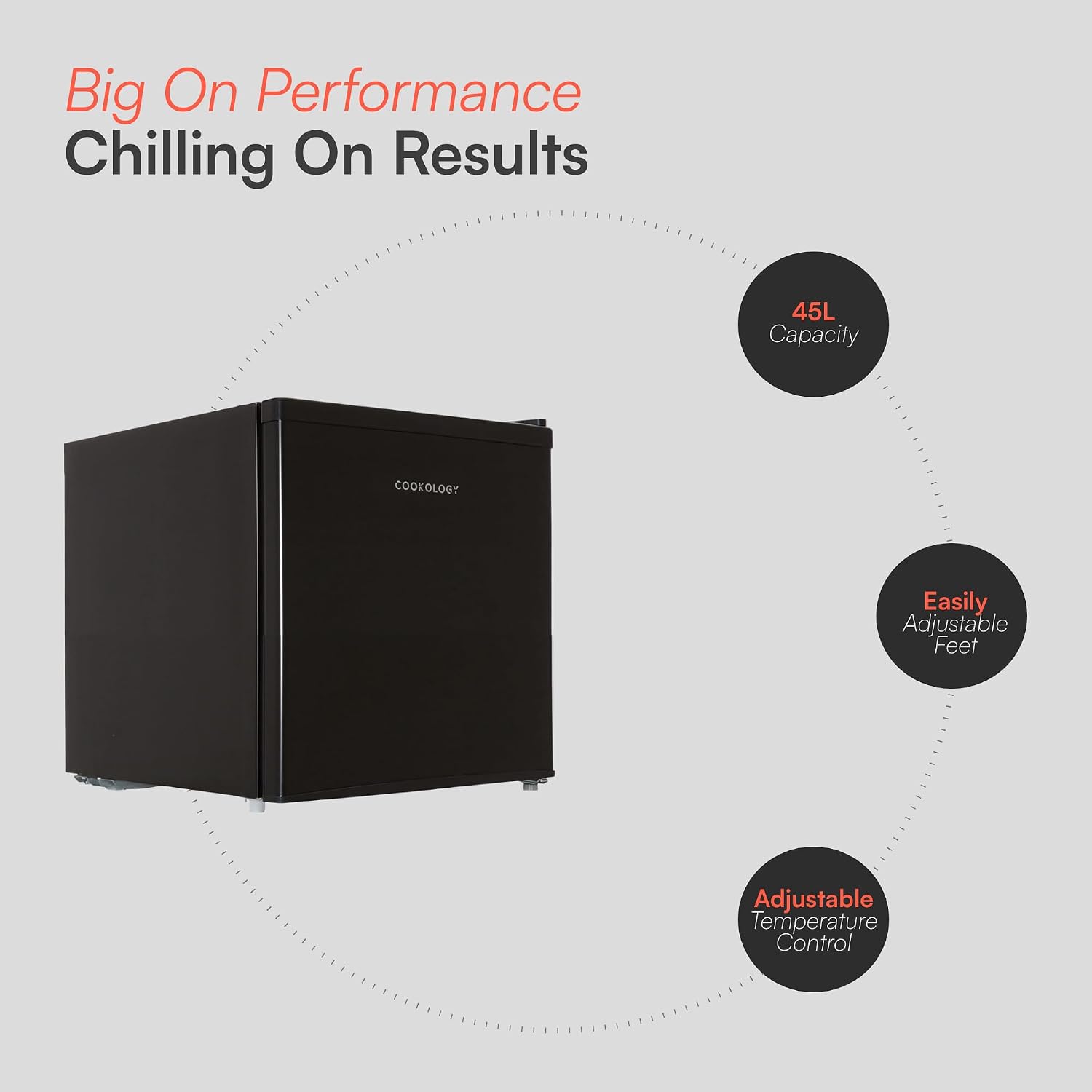 Cookology 45L Mini Fridge MFR45BK – Compact Countertop Fridge with Ice Box, Quiet 41dB, Ideal for Bedrooms, Offices & Student Rooms, Black - Image 5