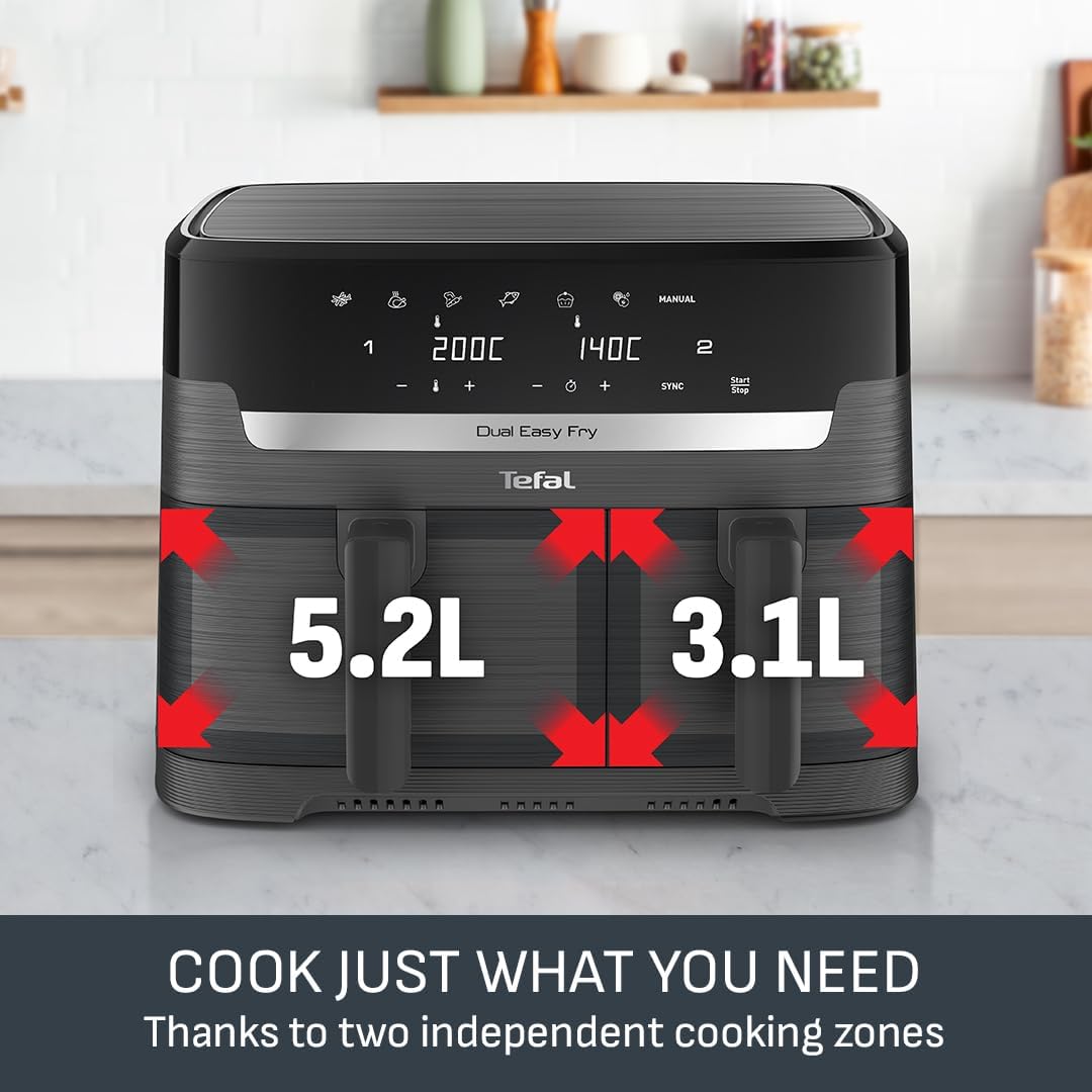 Tefal Easy Fry Dual Zone Air Fryer EY901HG0 8.3L – 2 Drawers, 8-in-1, Extra Crisp, Coal Grey - Image 3