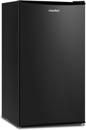 COMFEE' RCU60BL2UK(E) 60 Litre Freestanding Under Counter, 48cm Upright Freezer Adjustable Thermostat, Reversible Door, 4 Star Freezer Rating Drawer,