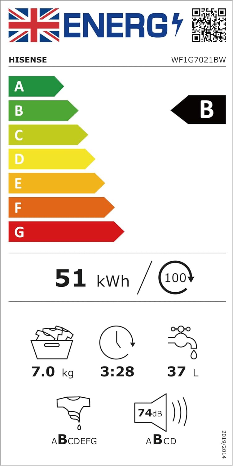 Hisense 7kg Washing Machine 1200 Spin White – Steam Wash, Inverter Motor, Quick Wash, 15 Programs (WF1G7021BW) - Image 11
