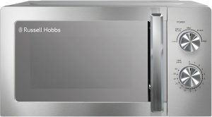 Russell Hobbs Stainless Steel Microwave 20 Litre 800W Solo Manual with 5 Power Levels, Defrost Function & Easy Clean, 35 Minute Timer, RHMM827SS