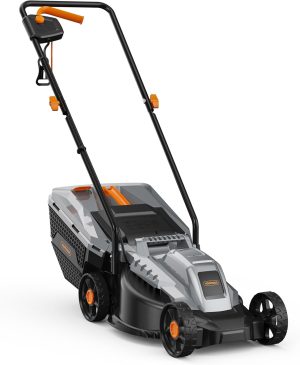 VonHaus Lawnmower 1200W – Electric Corded Lawn Mower for all Types of Grass – 30L Collection Bag, 320mm Working Width, 10m Cable, Foldable Height