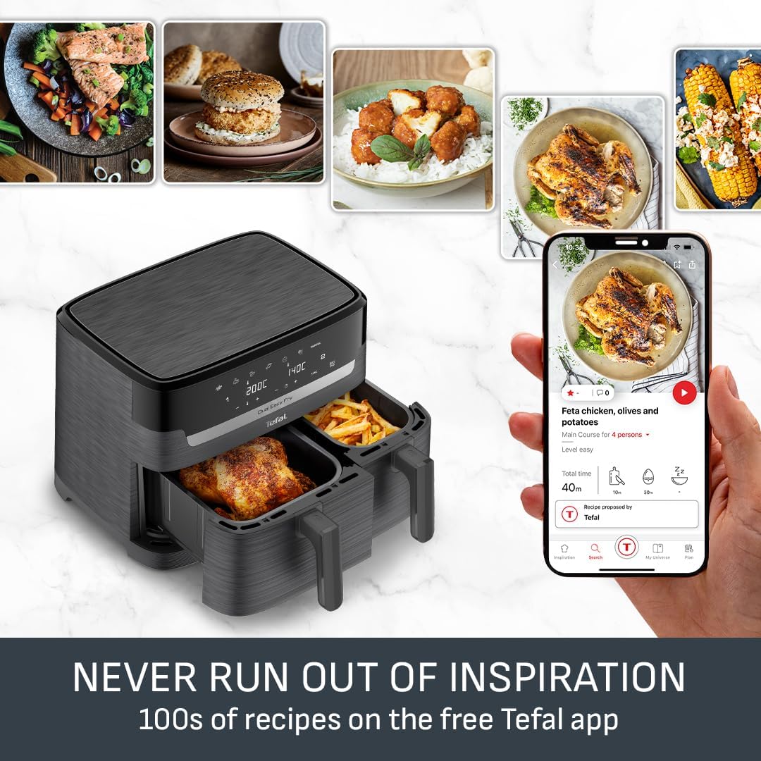 Tefal Easy Fry Dual Zone Air Fryer EY901HG0 8.3L – 2 Drawers, 8-in-1, Extra Crisp, Coal Grey - Image 7