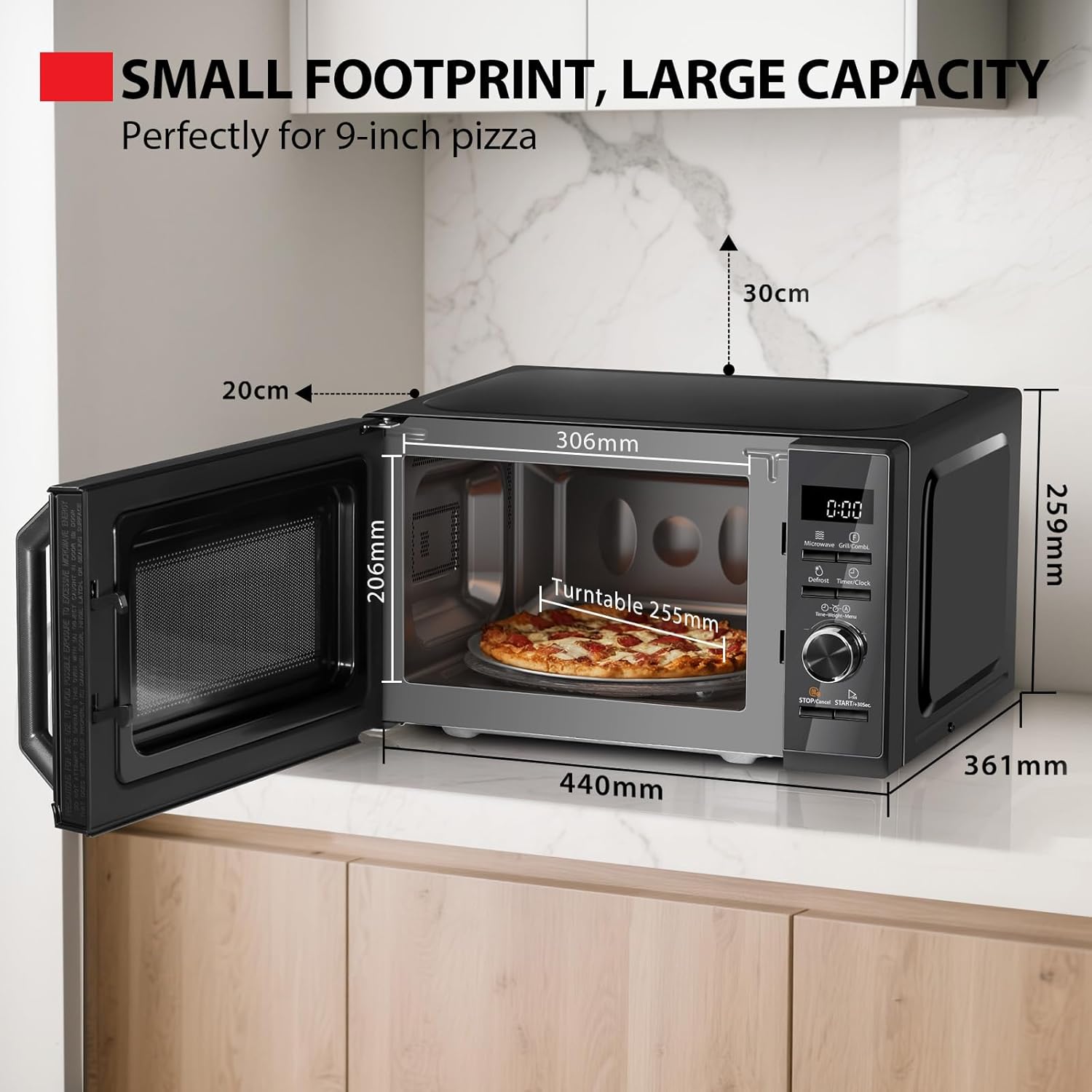 Toshiba 20L Microwave Oven MW3-AG20PF(MB) – 800W Microwave, 1000W Grill, Digital, Black Mirror Finish - Image 7