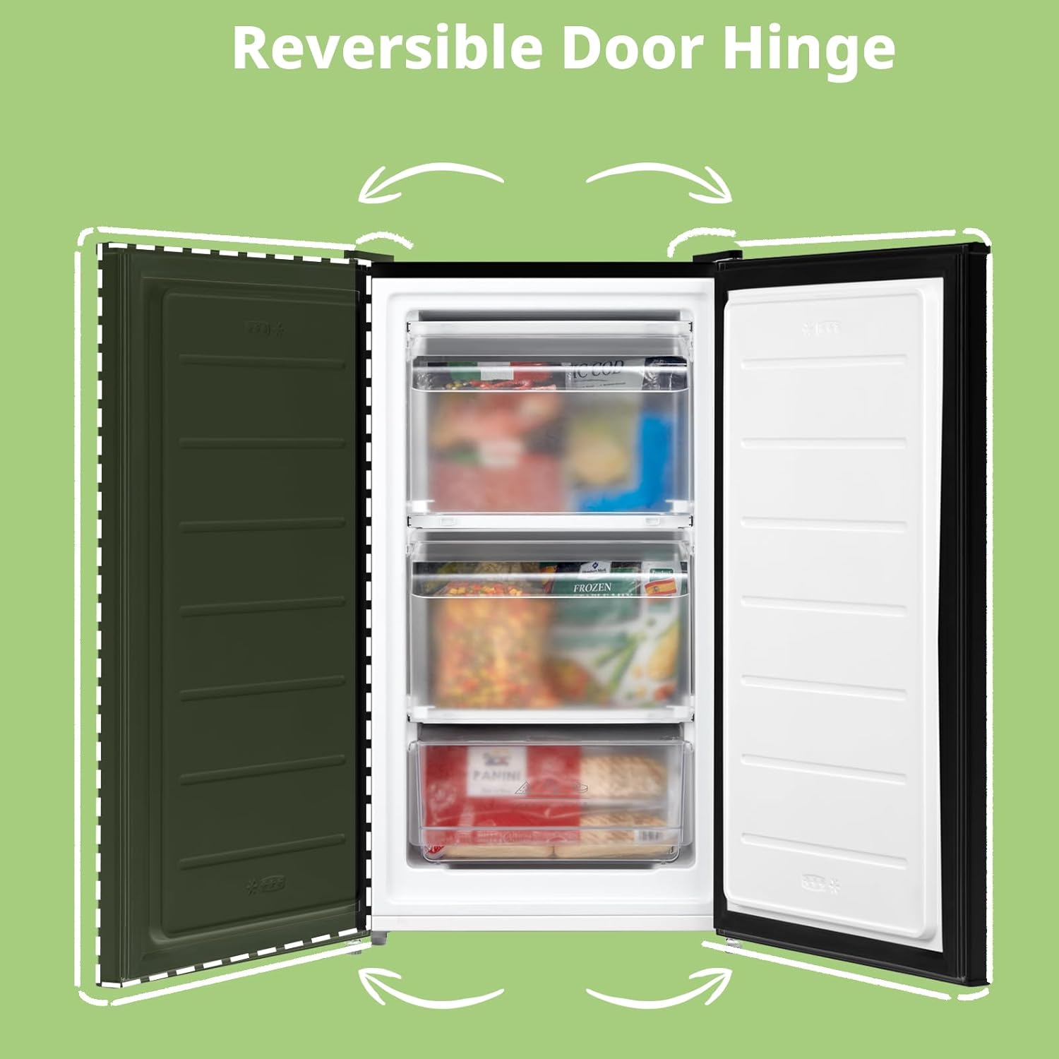 COMFEE' RCU60BL2UK(E) 60 Litre Freestanding Under Counter, 48cm Upright Freezer Adjustable Thermostat, Reversible Door, 4 Star Freezer Rating Drawer, - Image 10