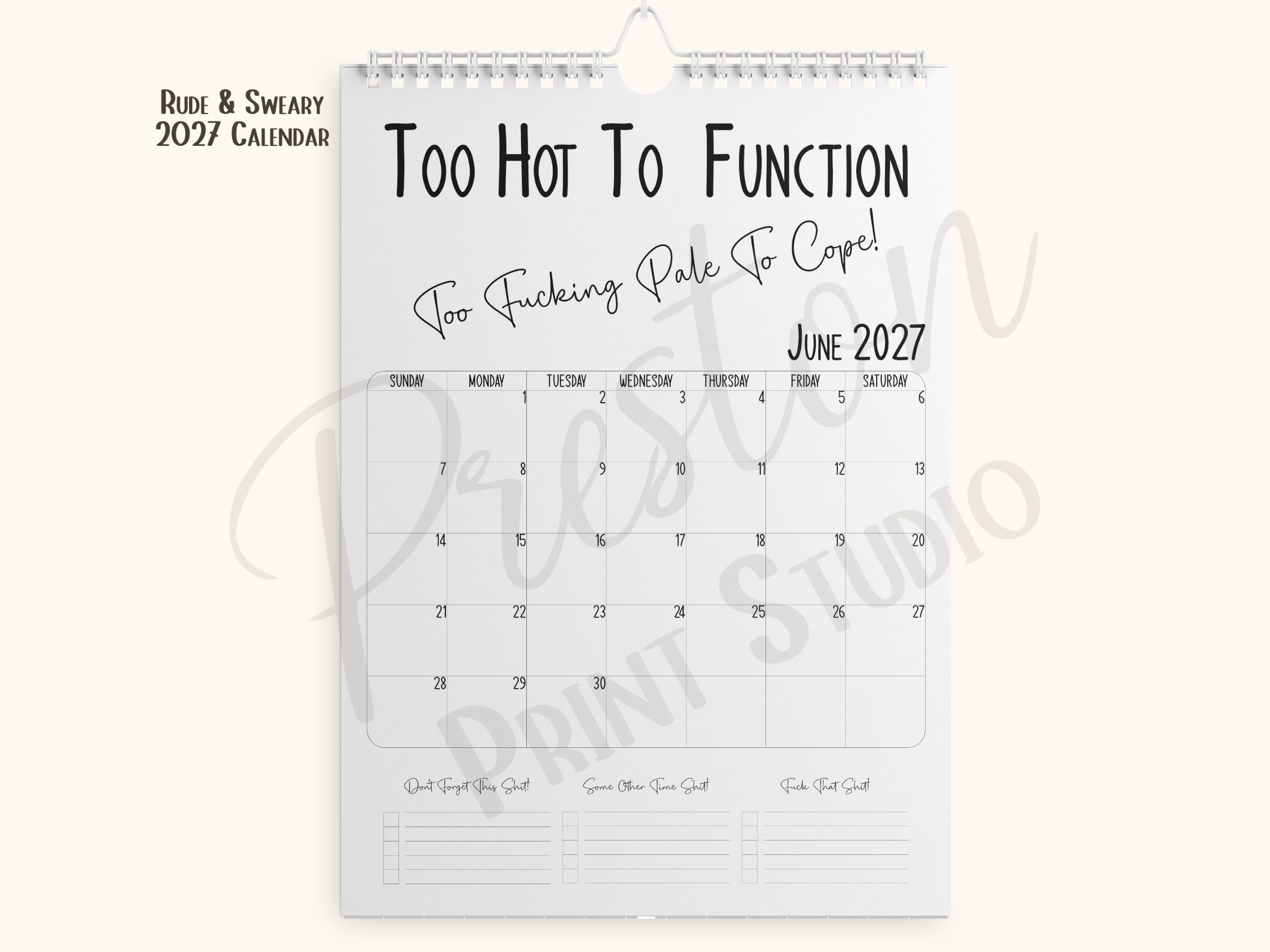 2027 Funny Wall Calendar A4 – Humorous Planner & Gift for Home or Office | Black & White Design | Calendar Gift for Him or Her - Image 2