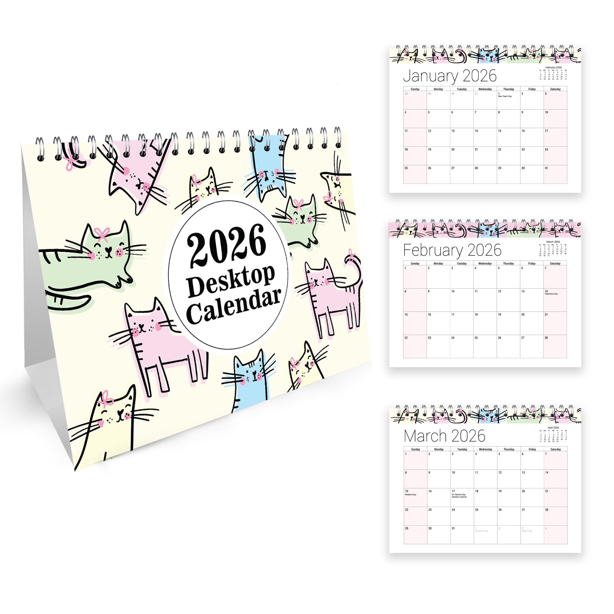 2026 Desk Calendar – Free-Standing Flip Desktop Planner with UK Bank Holiday - Image 3