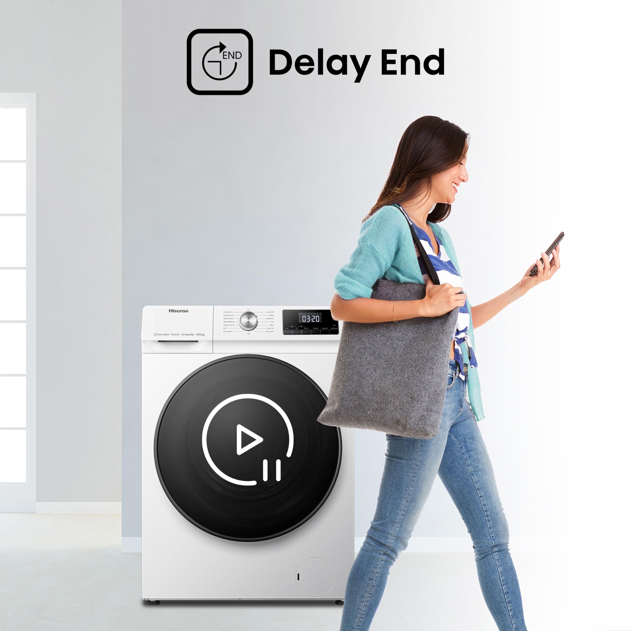 Freestanding Front Load Washing Machine – 10kg, 1400 RPM, Inverter Motor, Quick Wash, Steam Wash, White, Energy Class A - Image 13