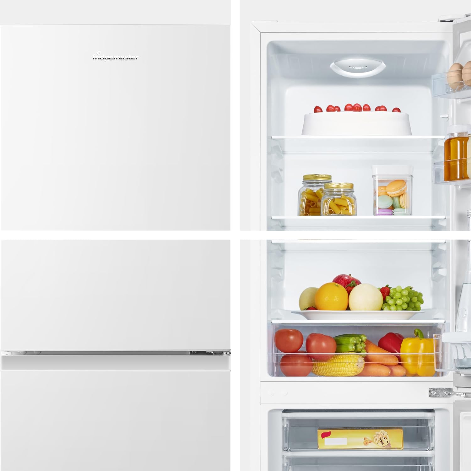 Fridgemaster 50cm Slim Fridge Freezer MC50175A – Fits Narrow Kitchens, 175L 60/40, Quiet 39dB, Reversible Door, White - Image 5