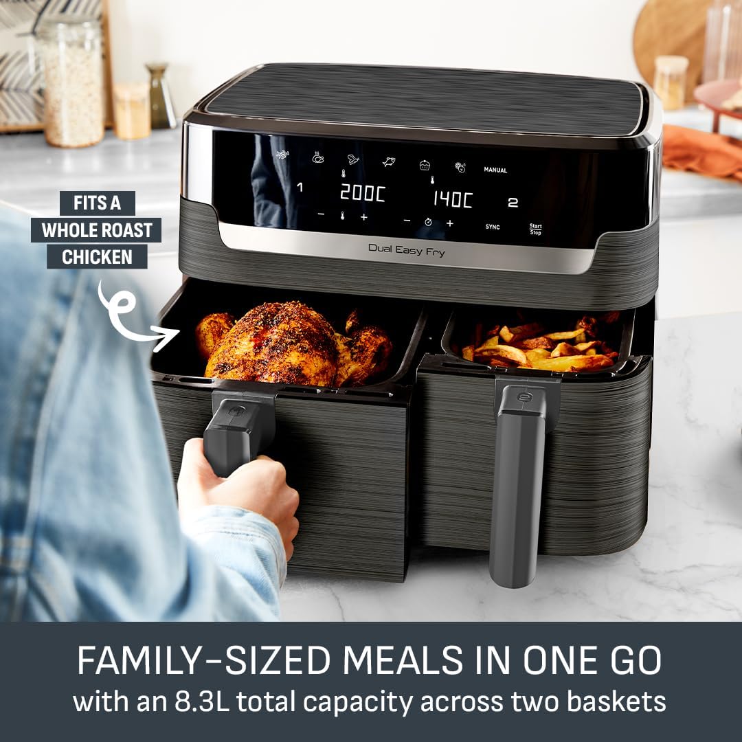 Tefal Easy Fry Dual Zone Air Fryer EY901HG0 8.3L – 2 Drawers, 8-in-1, Extra Crisp, Coal Grey - Image 5