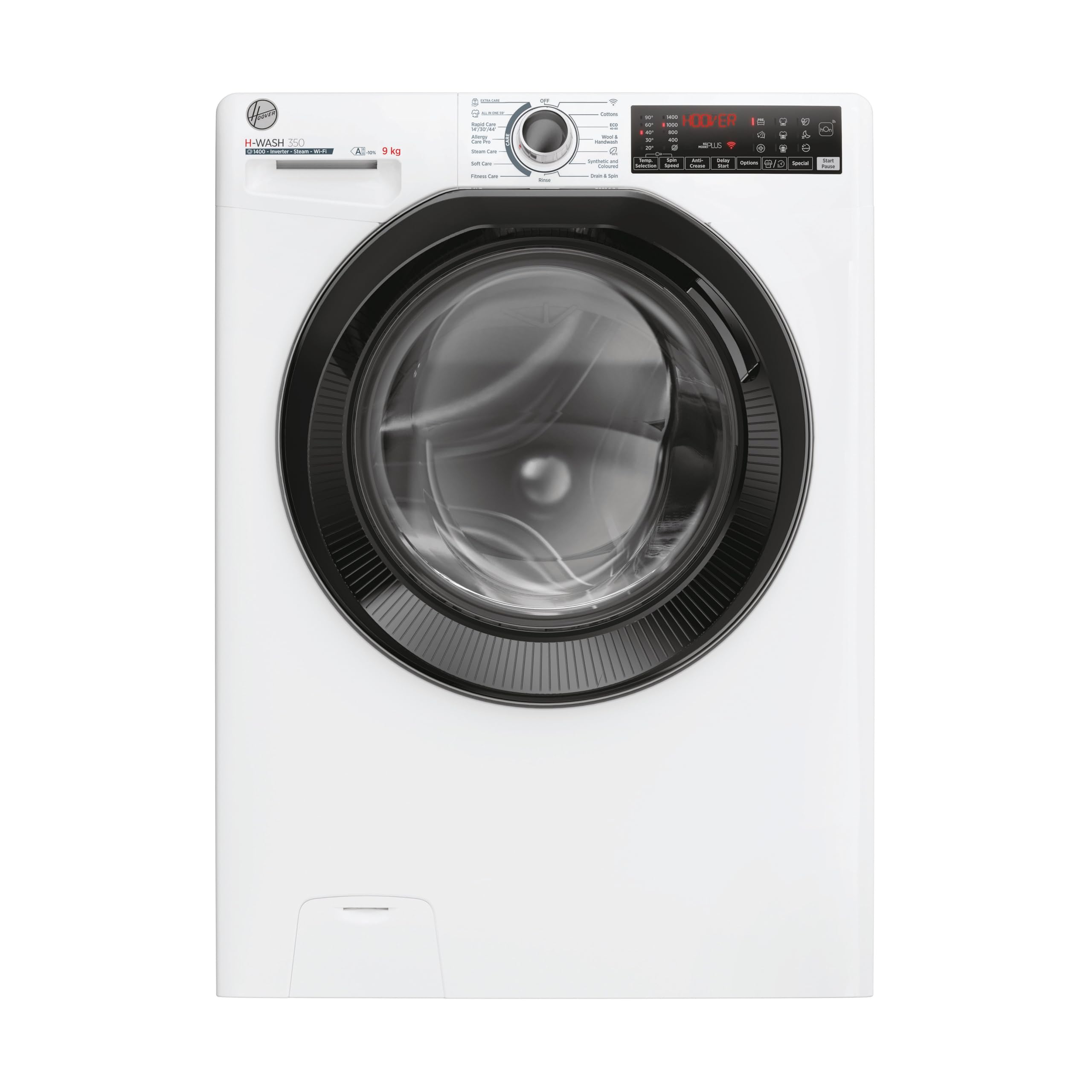 Hoover H-Wash 350 9kg Washing Machine 1400 Spin White – ECO-Power Inverter Motor, hOn App, Eco Doser, A Rated (H3WPS496TAMB6-80)
