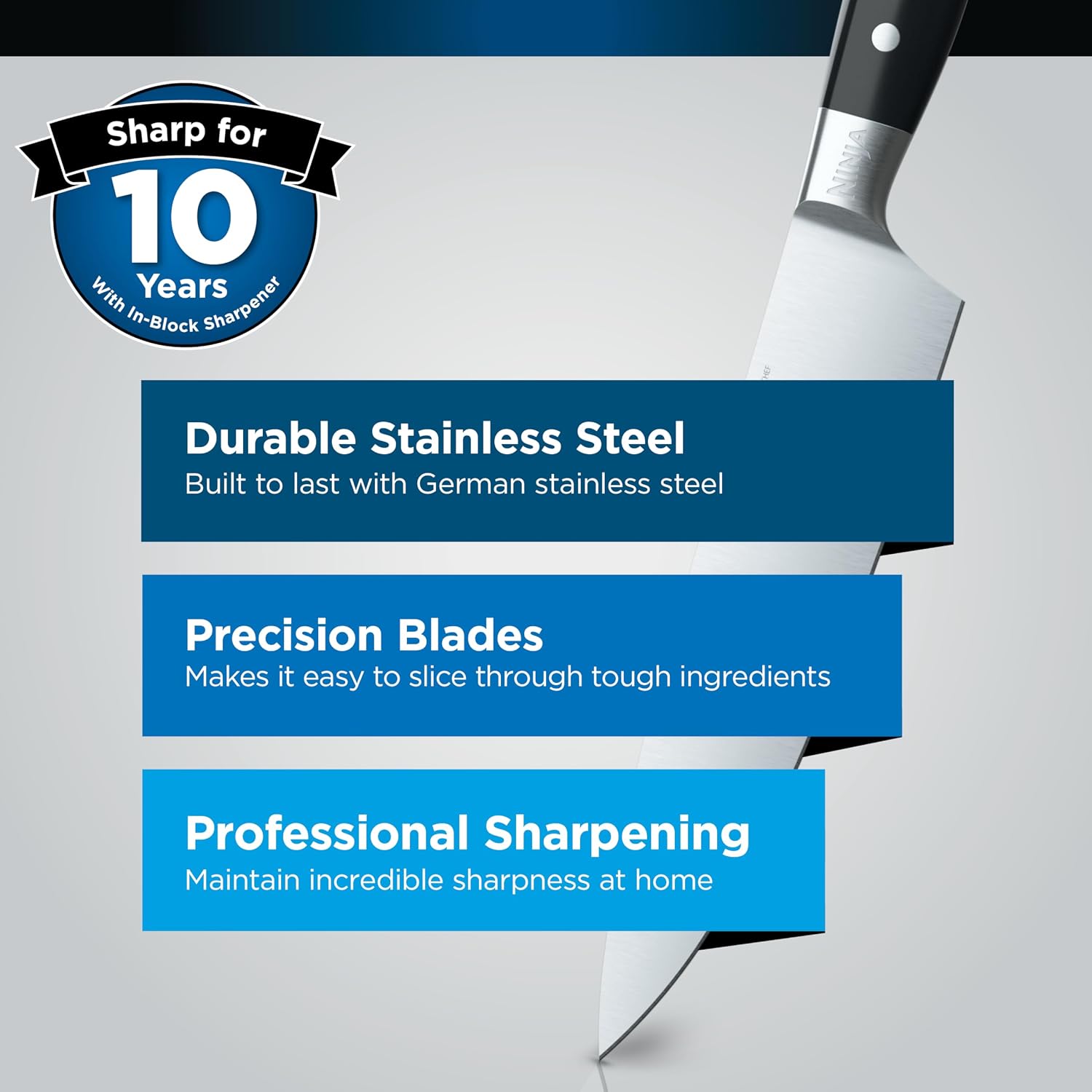 Ninja Foodi StaySharp 6-Piece Knife Block Set, Stainless Steel, K32006UK - Image 2
