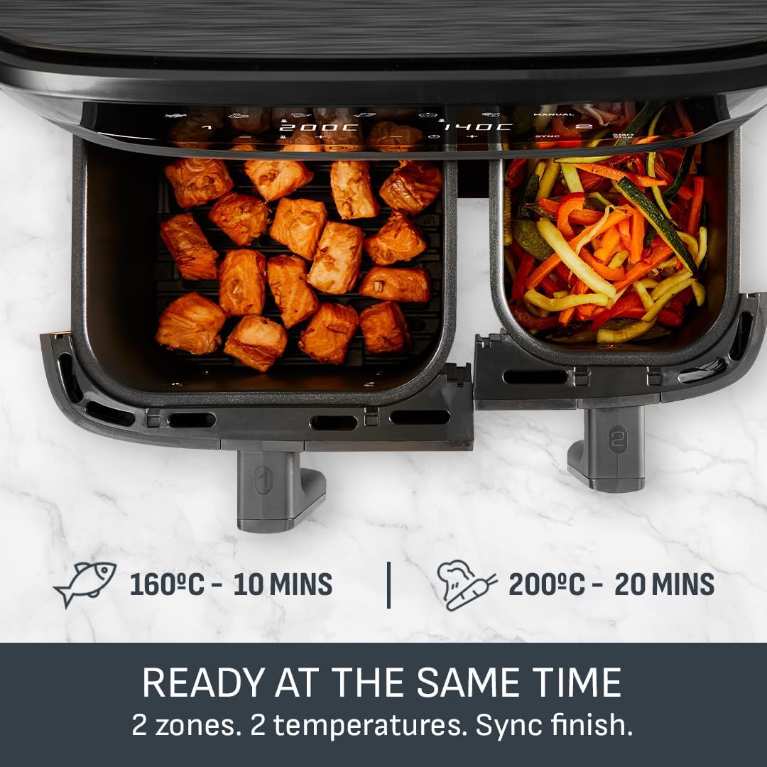 Tefal Easy Fry Dual Zone Air Fryer EY901HG0 8.3L – 2 Drawers, 8-in-1, Extra Crisp, Coal Grey - Image 4