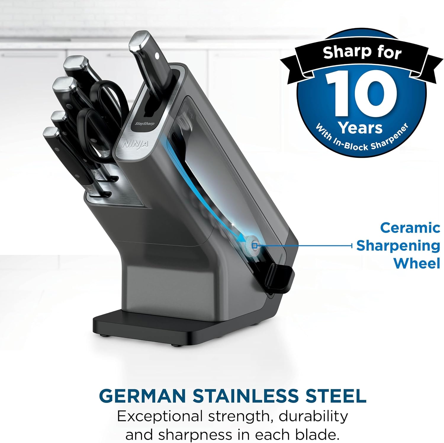 Ninja Foodi StaySharp 6-Piece Knife Block Set, Stainless Steel, K32006UK - Image 3