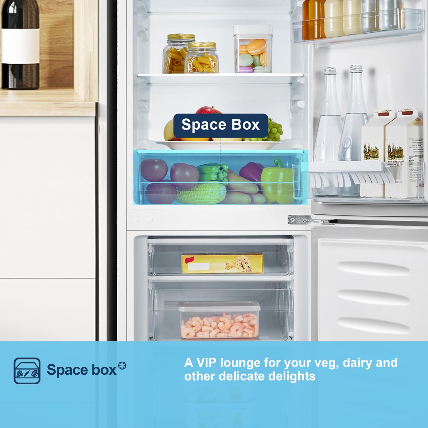 Fridgemaster 50cm Slim Fridge Freezer MC50175A – Fits Narrow Kitchens, 175L 60/40, Quiet 39dB, Reversible Door, White - Image 8
