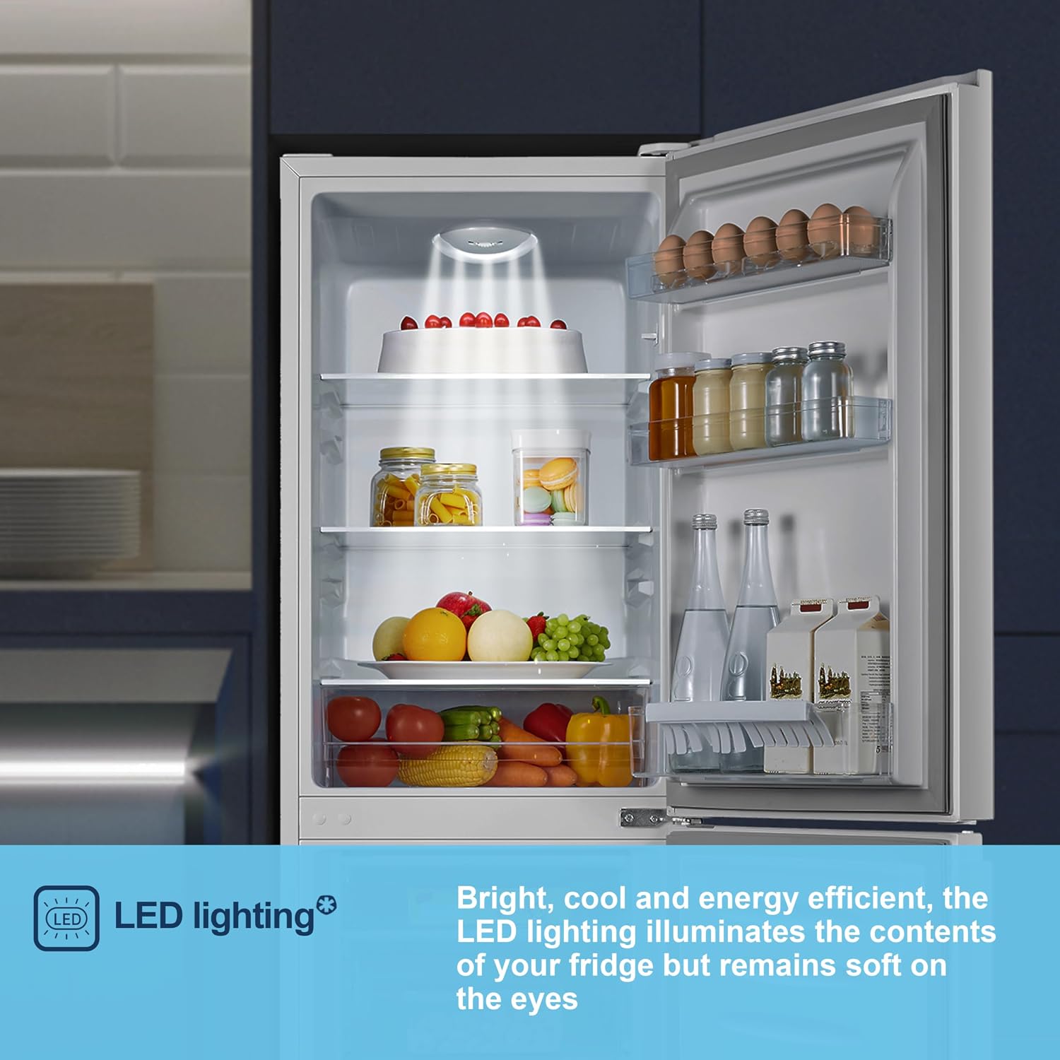 Fridgemaster 50cm Slim Fridge Freezer MC50175A – Fits Narrow Kitchens, 175L 60/40, Quiet 39dB, Reversible Door, White - Image 10