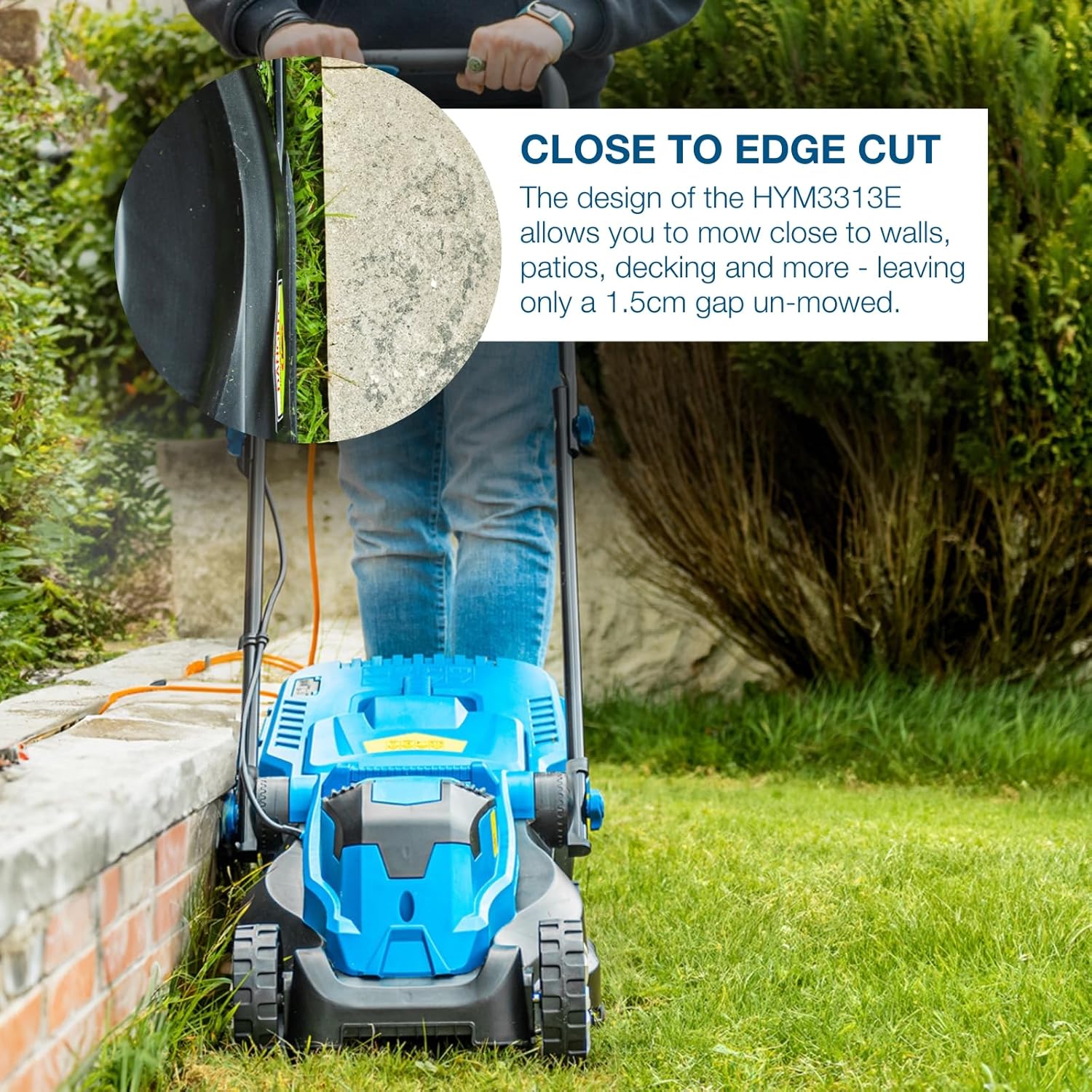 Hyundai 1300W Electric Lawn Mower – 33cm Lightweight Corded Lawnmower, 30L Grass Box, Foldable Handle, 3 Cutting Heights, Ideal for Small Gardens - 3 - Image 4