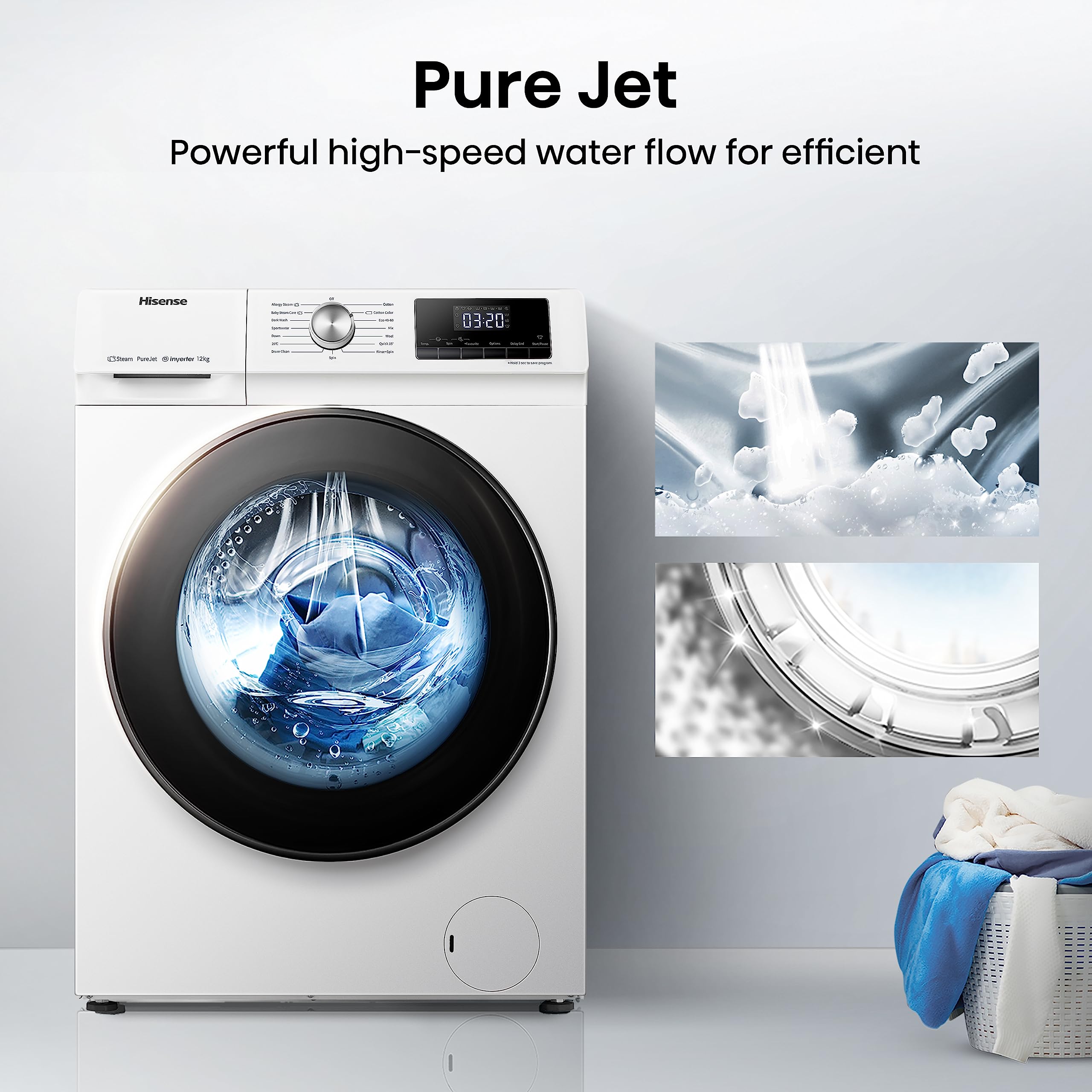 Hisense 3S Series 12kg Washing Machine 1400 Spin White – WiFi, Steam Wash, Quick Wash, A Rated (WF3S1243BW3) - Image 9