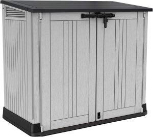 Keter Store It Out Nova Outdoor Garden Furniture Storage Shed Light Grey with Dark Grey Lid | Fade Free | All Weather Resistant | Safe and Secure |