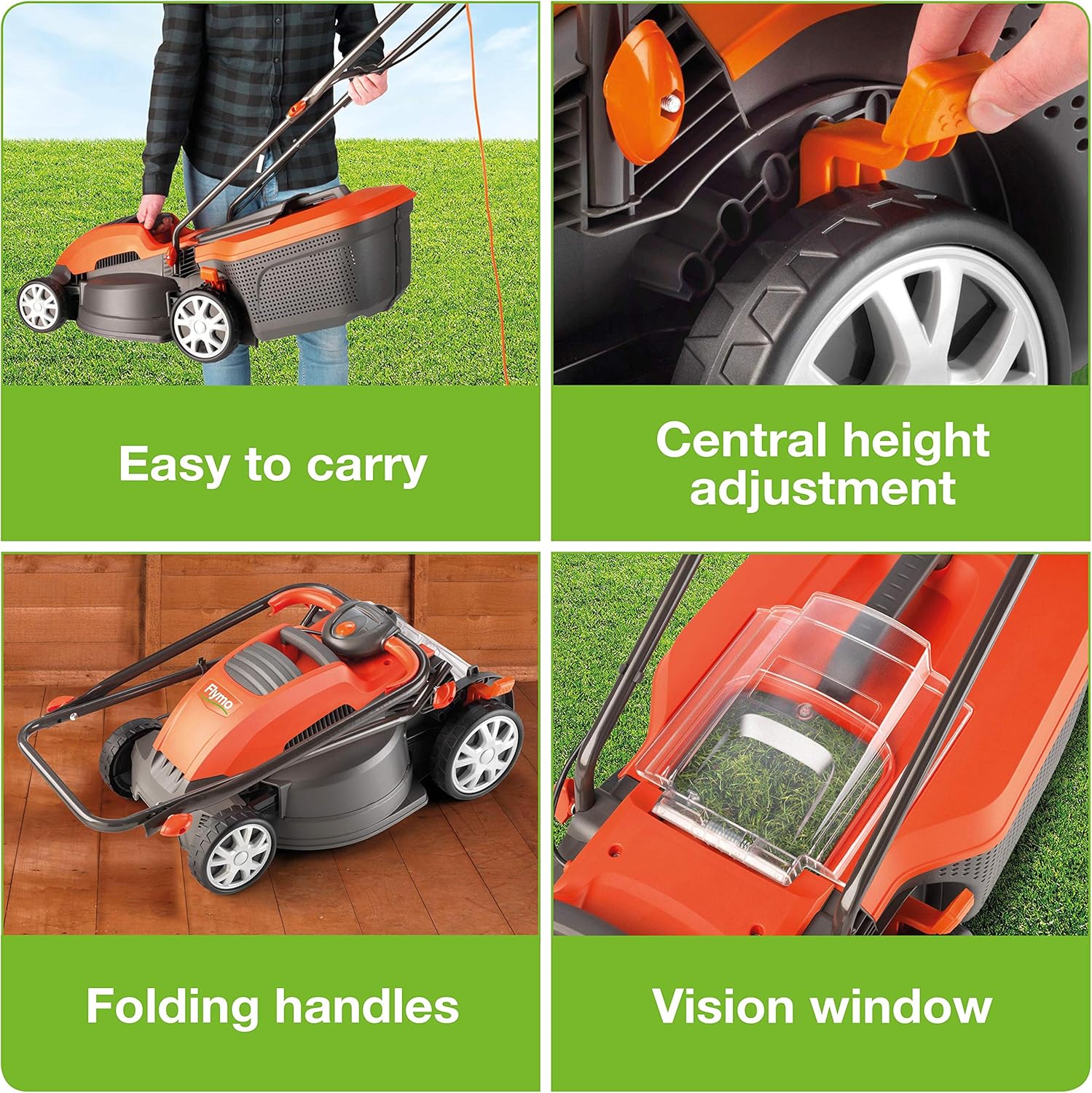 Flymo Speedi-Mo 360VC Electric Rotary Lawn Mower, 1500W, 36cm Cutting Width, 40 L Grass Box, 967663301 - Image 7