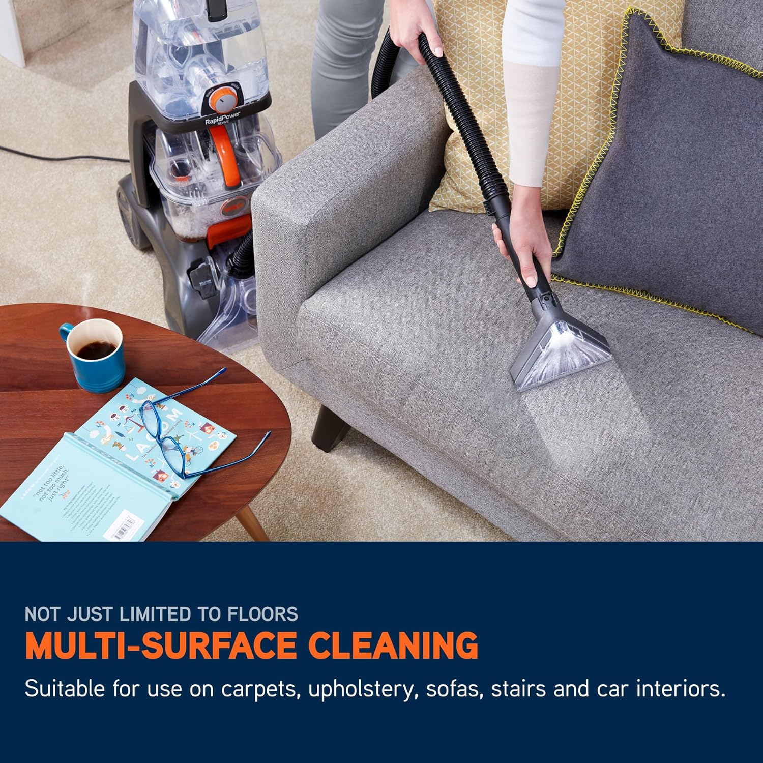 Vax Rapid Power Revive Carpet Cleaner Machine, Rug, Upholstery, Car, Stair Upright Shampooer Washer, Handheld Spot Cleaning Wash Tool, Solution, 1200W - Image 4