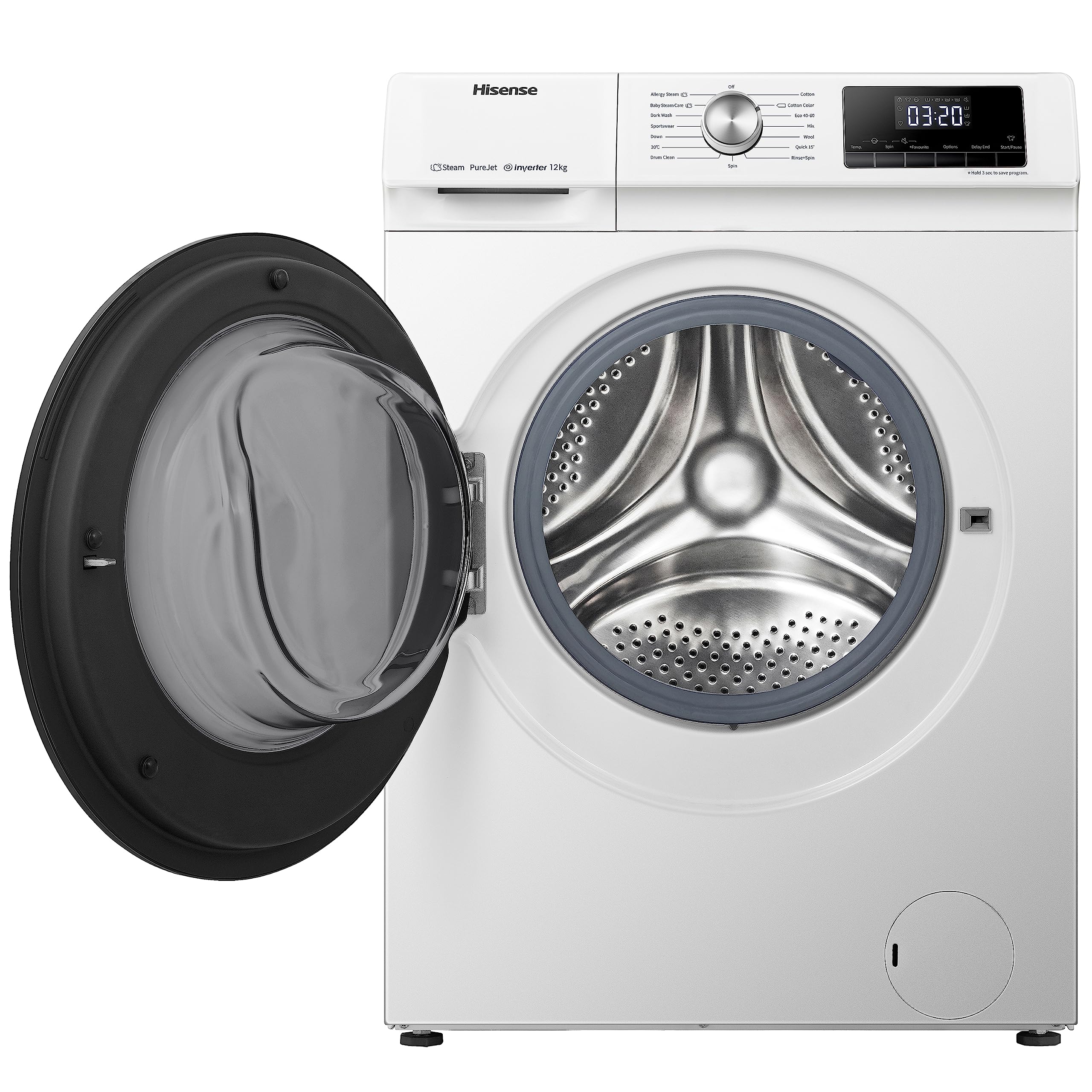 Hisense 3S Series 12kg Washing Machine 1400 Spin White – WiFi, Steam Wash, Quick Wash, A Rated (WF3S1243BW3) - Image 6